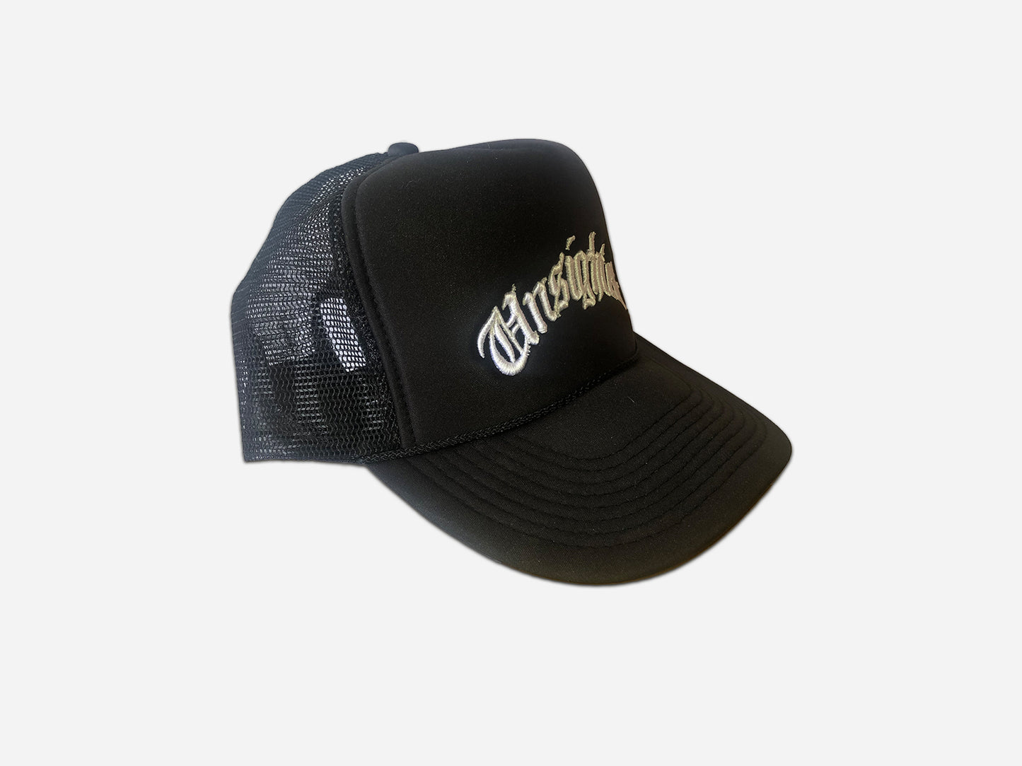 Black Unsighted Embroidery Trucker Hat