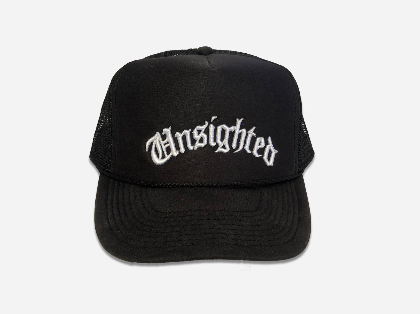 Black Unsighted Embroidery Trucker Hat